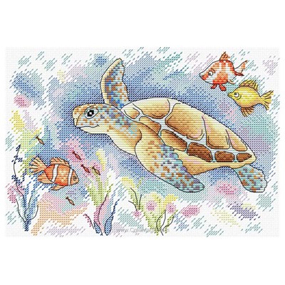 Kit à broder point de croix tortue pastelle - MP Studia