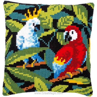 Kit coussin Vervaco oiseaux tropicaux au point de croix