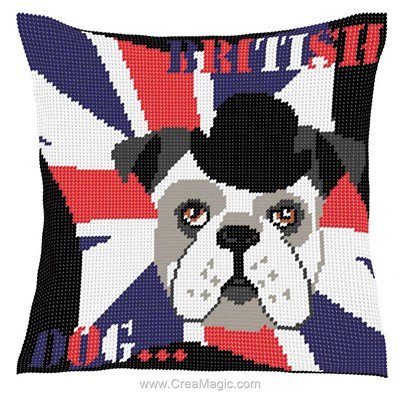 Coussin demi point british dog - Luc Création