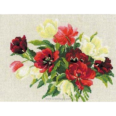 Broderie RIOLIS tulipes rouge et blanches