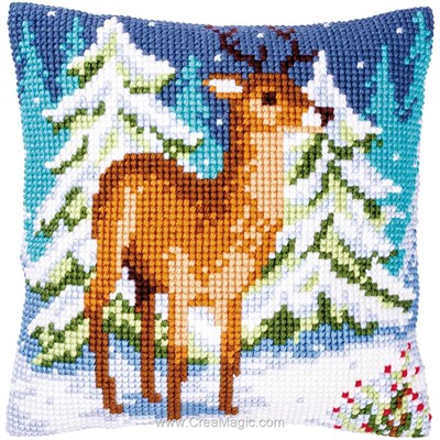 Coussin point de croix Vervaco jeune cerf en hiver