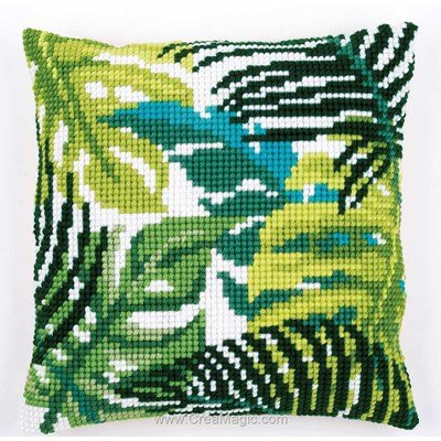 Coussin au point de croix Vervaco feuilles milla 2