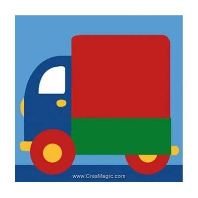 Kit Canevas Enfant Gros Trous Camion – Ref 204, 16x16 Cm, Laine Et Aiguille Inclus, Activité Manuelle