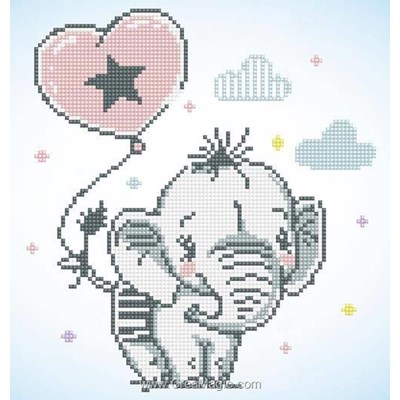 Broderie diamant - Petit elephant au ballon - Diamond Dotz