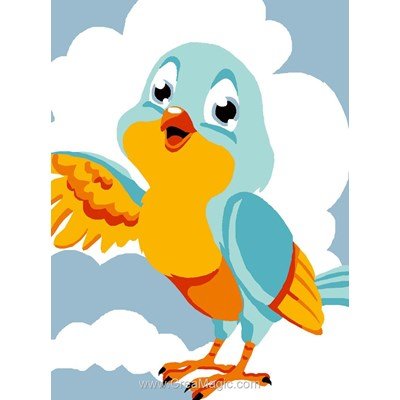 Kit canevas a broder pour enfants parole d'oiseau bleu - Luc Création