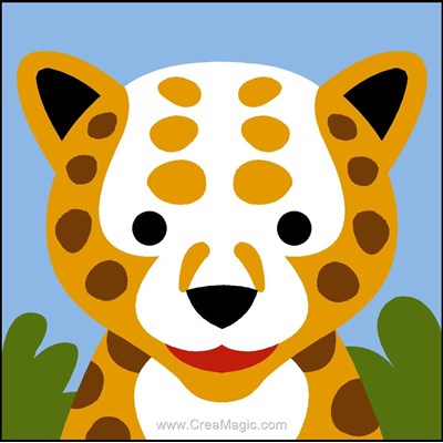 Petit leopard souriant canevas enfant en kit - SEG