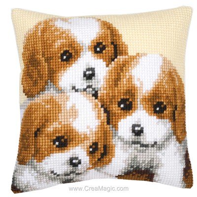 Kit coussin Vervaco coussins 3 petits chiots au point de croix