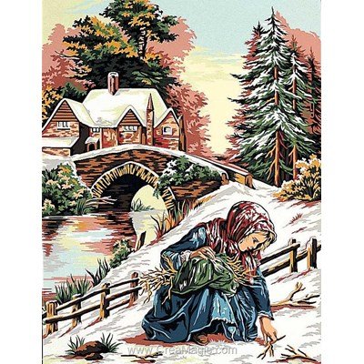 Petite fille en hiver canevas - Margot