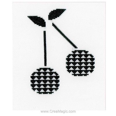 Cerise noir et blanc kit au point de croix compté - Vervaco