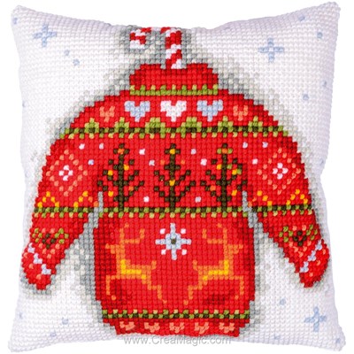 Kit coussin point de croix pull de noël - Vervaco