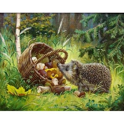 Broderie diamant hérisson chanceux - Wizardi