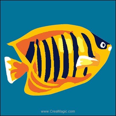 Kit canevas a broder pour enfants poisson tropical jaune de Luc Création