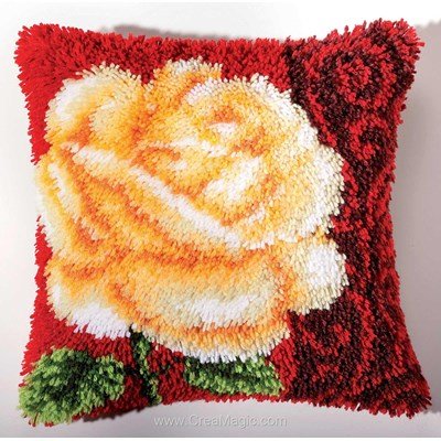 Kit coussin point noué Vervaco rose blanche