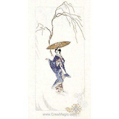 Broderie point de croix geisha winter sur etamine de Lanarte