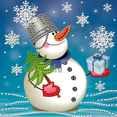 Kit broderie diamant snowman with the gift - Diamond Painting