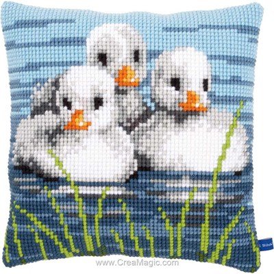 Kit coussin 3 canetons blancs au point de croix Vervaco