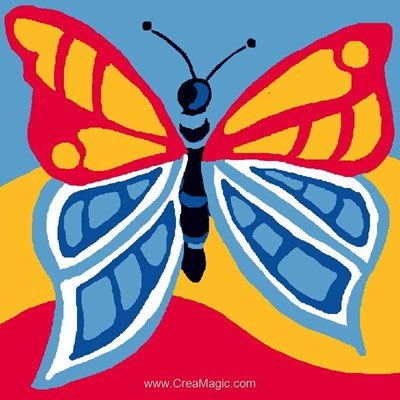 Kit canevas Luc Création pour enfant papillon jaune et bleu