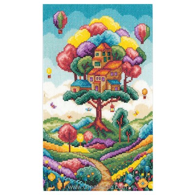 Kit broderie Paysage et cabane dans les arbres - Vervaco
