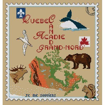 Aux 4 Points Du Monde kit à broder timbre: la nature au quebec