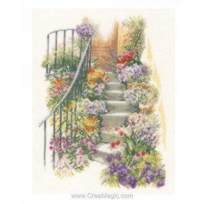 Kit point de croix Escalier fleuri - Lanarte