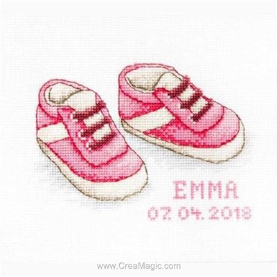 Mes premières chaussures - fille tableau prénom à broder au point de croix - Luca-S