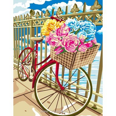 Bicyclette fleurie canevas chez Luc Création