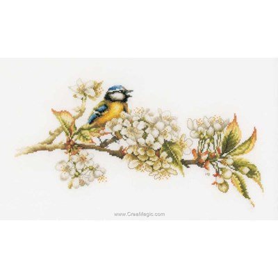 Kit broderie point de croix - La mésange sur la branche - Luca-S