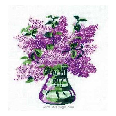 Broderie au point de croix RIOLIS vase de lilas