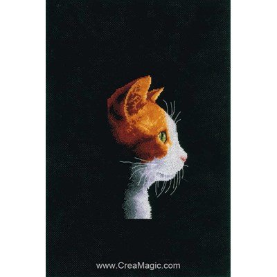 Profil de chat bicolore kit à broder point de croix - Vervaco