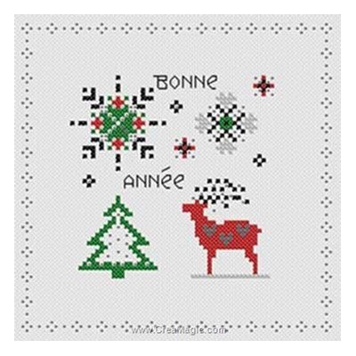 Point croix de Marie Coeur à broder bonne année cerf