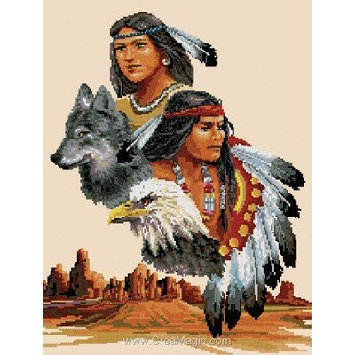 Kit à broder au point de croix esprits des indiens de Luc Création