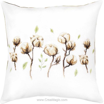 Coussin à broder en broderie au point de croix compté fleurs de coton de Luca-S