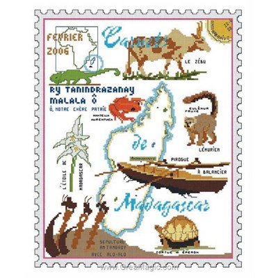Aux 4 Points Du Monde broder au point de croix carnets de madagascar à la pirogue