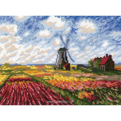 Kit broderie champs de tulipes d'après c.monet - RIOLIS