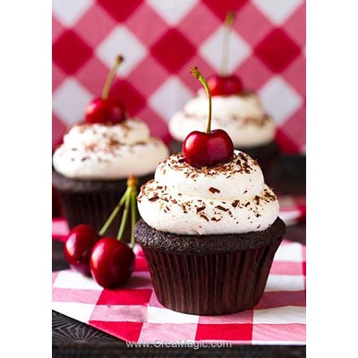 Broderie diamant cherry cupcake - Wizardi