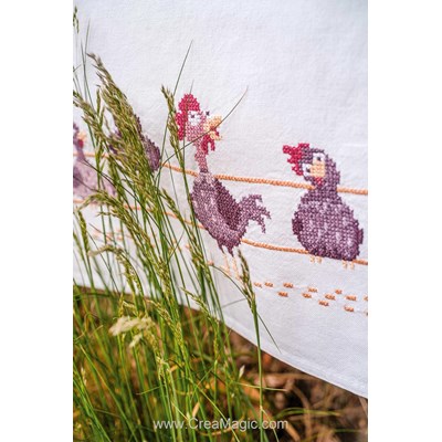 Torchon Broderie Traditionnelle - Poulets amusants - Vervaco