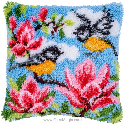 Coussin Point Noue Mésanges et magnolias - Vervaco
