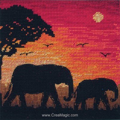 Kit tableau Maia point de croix elephant silhouette