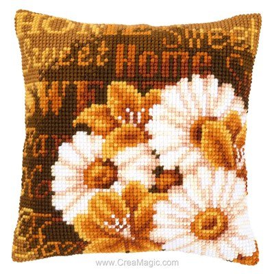 Kit coussin point de croix marguerites modernes - Vervaco