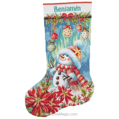 Kit Chaussette de Noël - Bonhomme de neige en fleurs - Vervaco
