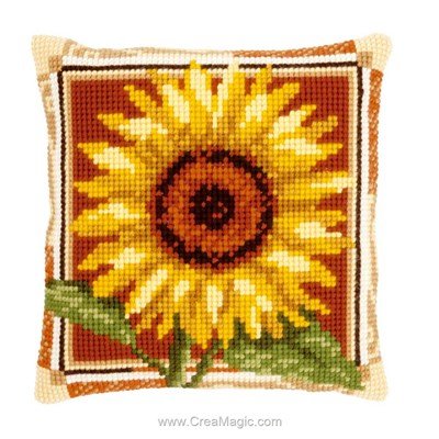 Kit coussin cadre de tournesol de Vervaco au point de croix