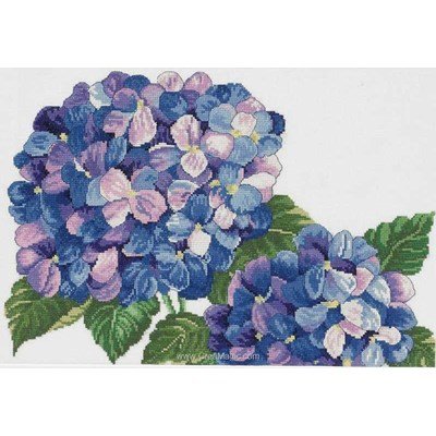 Tableau point de croix hydrangeas sur lin de Permin