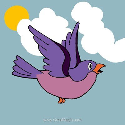 Kit canevas debutant l'oiseau violet de Luc Création