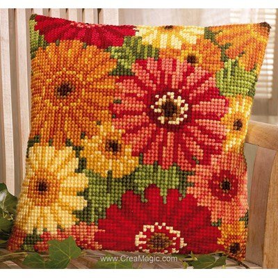 Kit coussin point de croix Vervaco fleurs d'automne