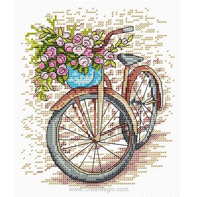 Bicyclette aux roses kit tableau point de croix - MP Studia