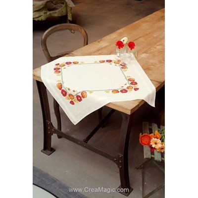 Kit nappe le coin des coquelicots en broderie traditionnelle Vervaco