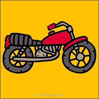 Kit canevas complet dessin de moto - Luc Création