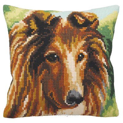 Coussin lassie au point de croix - Collection d'art