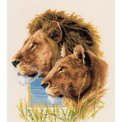 Kit point de croix couple de lions de Vervaco