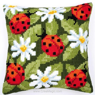 Kit coussin 5 coccinelles au point de croix de Vervaco